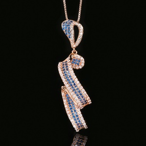 Fashion Eco-friendly Copper Micro Pave Blue Zircon Designer Rose Gold Plated Jewelry Sets for Women Necklace <b>Earrings</b> Ring Set - Product Image 6