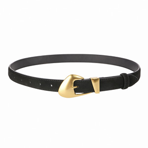 Ceintures en daim pour femmes, ceintures classiques de design minimaliste pour les robes de pantalons en jean, <span class=keywords><strong>ceinture</strong></span> noire avec boucle dorée - Product Image 5
