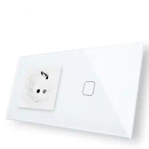 CE/RoHs Glass 1Gang 2/3/4 Way Wifi Smart Touch Switch French Wall Socket Outlet Tuya Google Alexa