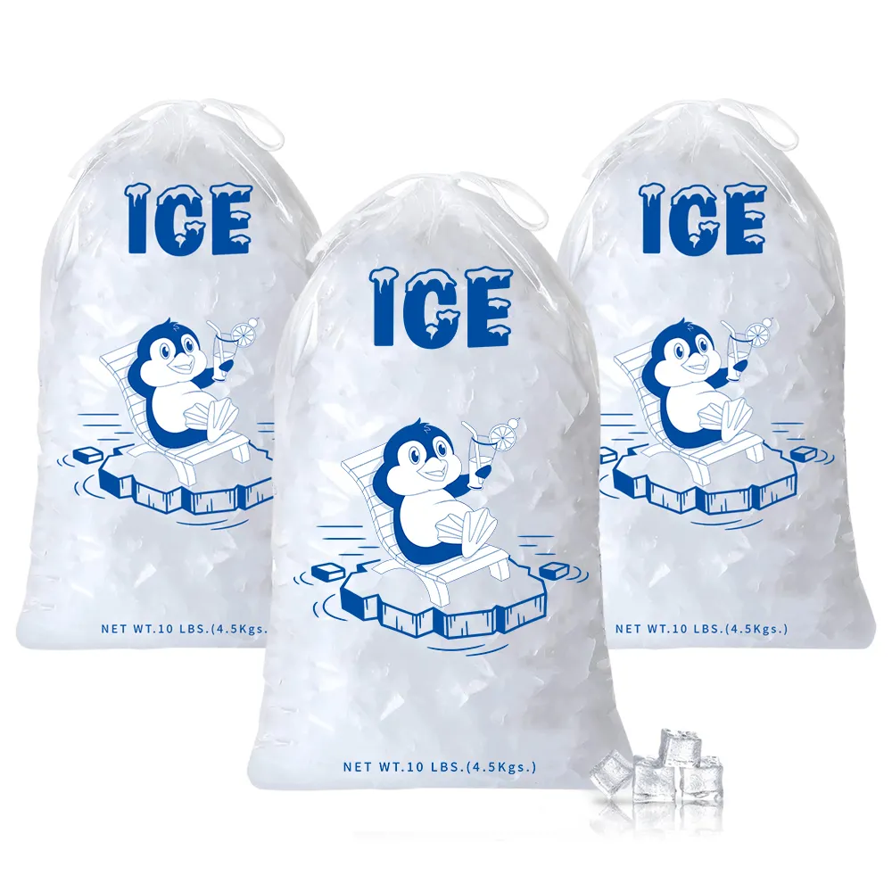 10 фунтов мешки для льда с кулиской 10 фунтов пакеты для льда для пищевых продуктов с индивидуальным принтом Cu Bolsas Plasticas Para Hielo