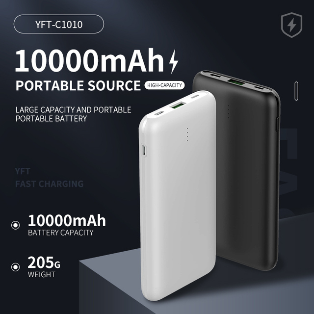 Wholesale Slim Power Bank 10000mAh Portable Fast Charge Powerbank Quick Charge Power Bank USB-C Input Output