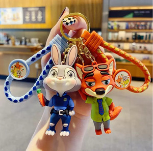 Porte-clés en PVC créatif Zootopia, figurines de lapins <span class=keywords><strong>Nick</strong></span> et Judy, breloque de sac pour couple, cadeau anime pour occasions festives - Product Image 1