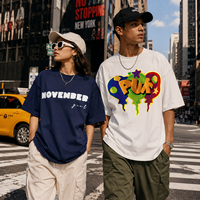 T-shirt surdimensionné en coton 100% OEM 280GSM, coupe ample, épaules tombantes, impression 3D en relief, logo personnalisé, vêtements pour hommes, style urbain