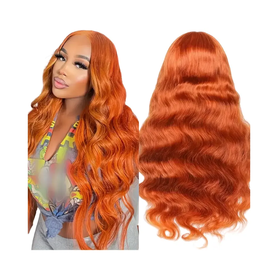 Ginger Orange Wig Human Hair 13x4 HD Lace Front Wig Human Hair Body Wave Pre Plucked wig for black women