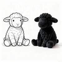 Vente en gros, poupée de mouton noir en peluche de jardin en coton super doux, couleur personnalisée, écologique pour l'extérieur