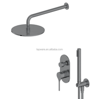 Ensemble de douche thermostatique à trois fonctions en laiton brossé double, design moderne et élégant