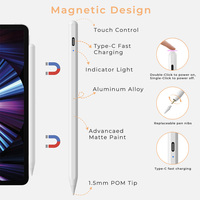 Stylet capacitif actif avec attraction magnétique et charge Type-C pour téléphones portables et tablettes avec pointe POM remplaçable