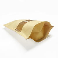 Pochette d'emballage debout avec sac en papier kraft refermable à fermeture éclair avec fenêtre pour la manipulation de surface d'impression par gravure alimentaire