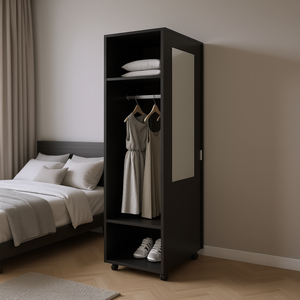 Armario Benson con Espejo, Almacenamiento Abierto, Muebles Modernos para Dormitorio, Diseño de Puerta Corredera Independiente - Product Image 2