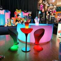 Table et chaises lumineuses à led pour boîte de nuit, salon en plein air, table et chaises de bar, table ronde pour événement, fête, jardin