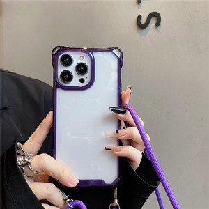 Collier bandoulière <span class=keywords><strong>cordon</strong></span> lanière Transparent étui rigide pour <span class=keywords><strong>iPhone</strong></span> 14 13 12 MiNi <span class=keywords><strong>11</strong></span> Pro Max XS XR X SE 3 housse antichoc <span class=keywords><strong>transparente</strong></span> - Product Image 4