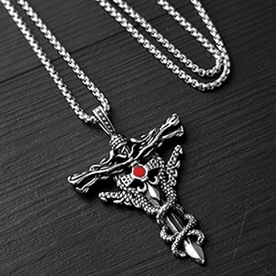 Silver Double Dragon Cross