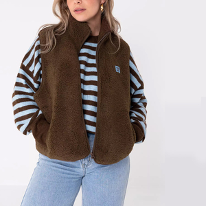 <span class=keywords><strong>Gilet</strong></span> personnalisé en Sherpa avec fermeture éclair à l'avant pour femmes, vêtements de <span class=keywords><strong>sport</strong></span> d'extérieur de style basique, vestes chaudes sans manches doublées en polaire, <span class=keywords><strong>gilet</strong></span> pour vêtements d'extérieur essentiel - Product Image 1