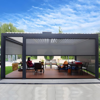 Pérgola Exterior de Diseño Popular, Pérgola Bioclimática Motorizada de Aluminio, Pérgolas con Techo Retráctil Motorizado de Aluminio para Exteriores