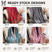 Écharpe Cachemire Femme Douce Jacquard Paisley Ethnique Vintage Longs Pompons Double Face Hijab Automne Pois Losanges – Expédition Rapide