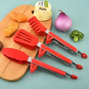 3pcs Silicone <b>Kitchen</b> Cooking <b>Tongs</b> Set Stainless Steel Nonstick Food <b>Tongs</b> Non-Slip Cooking Clip Clamp BBQ Salad Grill Tools - Product Image 6
