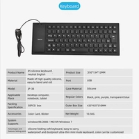 Clavier filaire pliable 85 touches multi-langues, étanche, pour jeux, bureau, cadeaux, clavier filaire USB universel