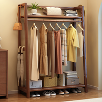 Porte-manteau en bois massif avec étagère supérieure et rangement pour chaussures pour chambre et entrée (vente en gros)