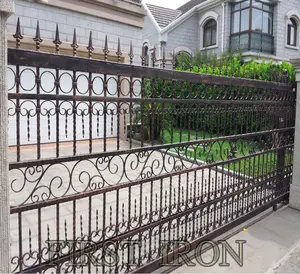 Beautiful and cheap manual sliding driveway used wrought iron door gate