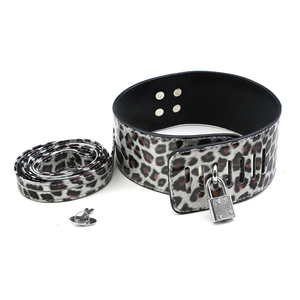 <span class=keywords><strong>SM</strong></span> pour Couples, Jeu de Rôle Fétichiste, Bondage, Menottes en Cuir Imprimé Léopard, Fouet, Collier, Bâillon, Ensemble de Contrainte 18+ - Product Image 3