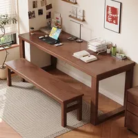 Bureau double en bois massif pour la maison, bureau d'étude pour deux personnes, bureau d'ordinateur extensible DB10 #   Chine