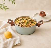 Ensembles d'ustensiles de cuisine en aluminium antiadhésifs vert menthe OEM personnalisés, vente en gros, batterie en aluminium antiadhésive compatible induction