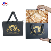 Boîte cadeau coulissante personnalisée avec logo, poignée en ruban, boîte en papier rigide doublée de satin pour emballage de mèches de cheveux, perruques et extensions capillaires