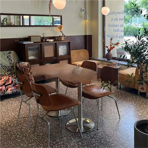 Table de salle à manger minimaliste de style bois de charpente, inspirée de l'océan, pour restaurant occidental, tables commerciales pliantes carrées couleur noyer - Product Image 3