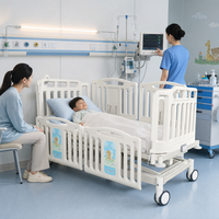 Lit d'hôpital électrique pour enfants, 5 fonctions, lit médical pédiatrique, barrières latérales réglables en ABS, roulettes à verrouillage centralisé, capacité de charge de 240 kg