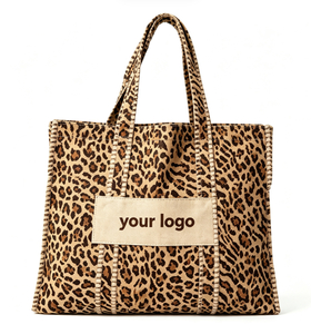 Leopard Print Shoulder Cotton <b>Canvas</b> Shopping Bag Tote Soft Reusable Lightweight Extra Large Purse <b>Handbag</b> Travel Gift for Women - Product Image 1