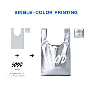 Bolsa Ecológica Plegable con Asa Larga, Color Morado, Reciclable, con Diseño de Logotipo Personalizado, Bolsa de Compras Metálica para Mujer - Product Image 4