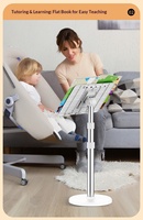 Support de tablette sur pied réglable en hauteur, pliable, en alliage d'aluminium et ABS – Utilisation sur bureau/sol, support télescopique pour la lecture matinale