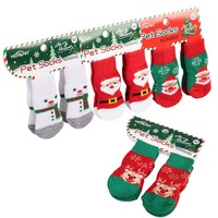 Chaussettes de Noël PAIPET pour chiens, lot de 4 chaussettes antidérapantes à motif de patte de Père Noël, bottes douces et chaudes pour petits chiens, vente en gros