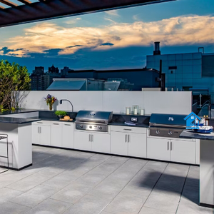 طقم خزانات صغيرة لمحطة مطبخ خارجية مع شواء وثلاجة للمنزل الصيفي الجميل - Product Image 6