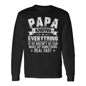 Papa sait tout T-shirt vintage à manches longues pour homme, chemise pour la fête des pères - Product Image 1