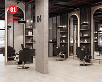 Support de barbier moderne personnalisé pour un salon de coiffure de luxe, mobilier d'intérieur, vitrine de salon de coiffure pour hommes