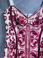 Top qualité nouvelle robe en soie 2023 été fête événements femmes Vintage imprime sans manches moulante Midi bleu rouge élégant robe Vestidos