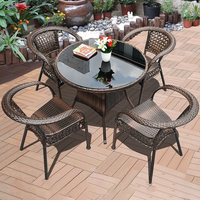 Meubles de jardin en rotin très demandés, ensemble table et chaises de salle à manger pour 4 personnes, résistant aux intempéries