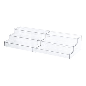 Rak Display Riser akrilik Bening, rak Display akrilik 4 tingkat untuk pengatur penyimpanan parfum kosmetik makanan penutup kue