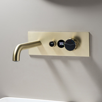 Robinet de lavabo mural en laiton, monocommande, cartouche céramique, eau chaude et froide, design moderne et minimaliste pour vasque de salle de bain