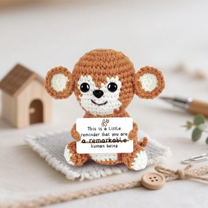 Animaux en crochet positifs et émotionnels, poupée singe, merci, cadeau inspirant et de soutien pour <span class=keywords><strong>Noël</strong></span>, anniversaire, fête, décoration de bureau à domicile - Product Image 1