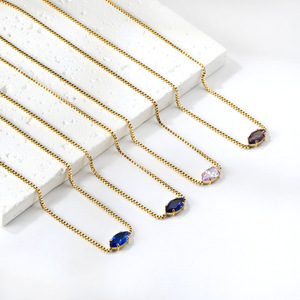 Collar de Cristal con Piedra de Corte Marquesa, Cadena de Oro, Colgante para Uso Diario, Joyería para Mujer - Product Image 2