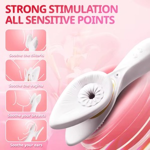 Jouets sexuels puissants <span class=keywords><strong>pour</strong></span> femmes adultes, 2 en 1, stimulation orale du clitoris, du mamelon et du vagin, plaisir orgasmique - Product Image 4