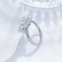 Bagues de fiançailles pour femmes en platine Pt950 avec diamant de laboratoire HPHT, motif étoile de neige étincelante, bagues de fiançailles pour femmes avec bande de diamants de laboratoire