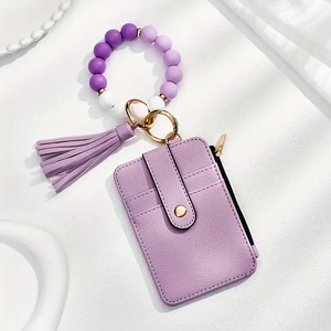 Nouveau Porte-clés Bracelet Perlé Femme Tendance 2026 <span class=keywords><strong>avec</strong></span> Franges en PU, Porte-cartes et Porte-monnaie en Silicone - Product Image 4