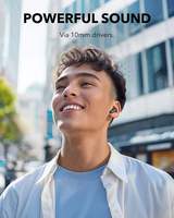 Audífonos Inalámbricos Soundcore R50iNC TWS con Cancelación Activa de Ruido, 45 Horas de Reproducción, Resistentes al Agua, con Base de Carga para Deportes