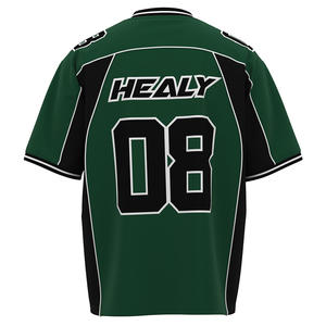 Camiseta Deportiva HEALY Verde y Negra con Contraste, Estilo Americano, Malla Transpirable, Cuello en V, Ligera, para Fútbol - Product Image 3