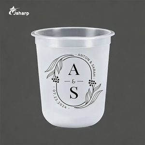 Vaso de Plástico PP Transparente Esmerilado con Fondo Redondo en Forma de U para Bebidas de Té con Leche, con Tapas, Personalizable con Logotipo, Venta Caliente - Product Image 2