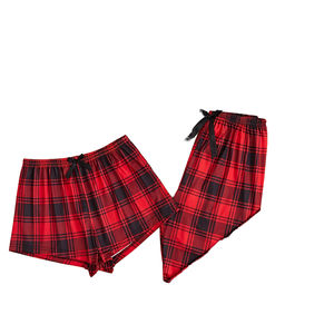 ใหม่สบาย นุ่ม ระบายอากาศได้ดี ฤดูใบไม้ผลิ/ฤดูร้อน/ฤดูใบไม้ร่วง ชุดนอนสายรัดเอวยางยืด ชุดนอนผู้หญิง เสื้อผ้าใส่สบายๆ ชุดสามชิ้น - Product Image 1