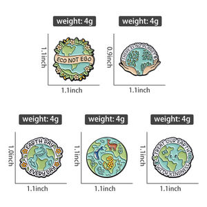 Proteggere lo smalto della terra spille per l'ambiente verde spille <span class=keywords><strong>divertenti</strong></span> per il giorno della terra spille personalizzate in smalto spille in magazzino all'ingrosso - Product Image 6